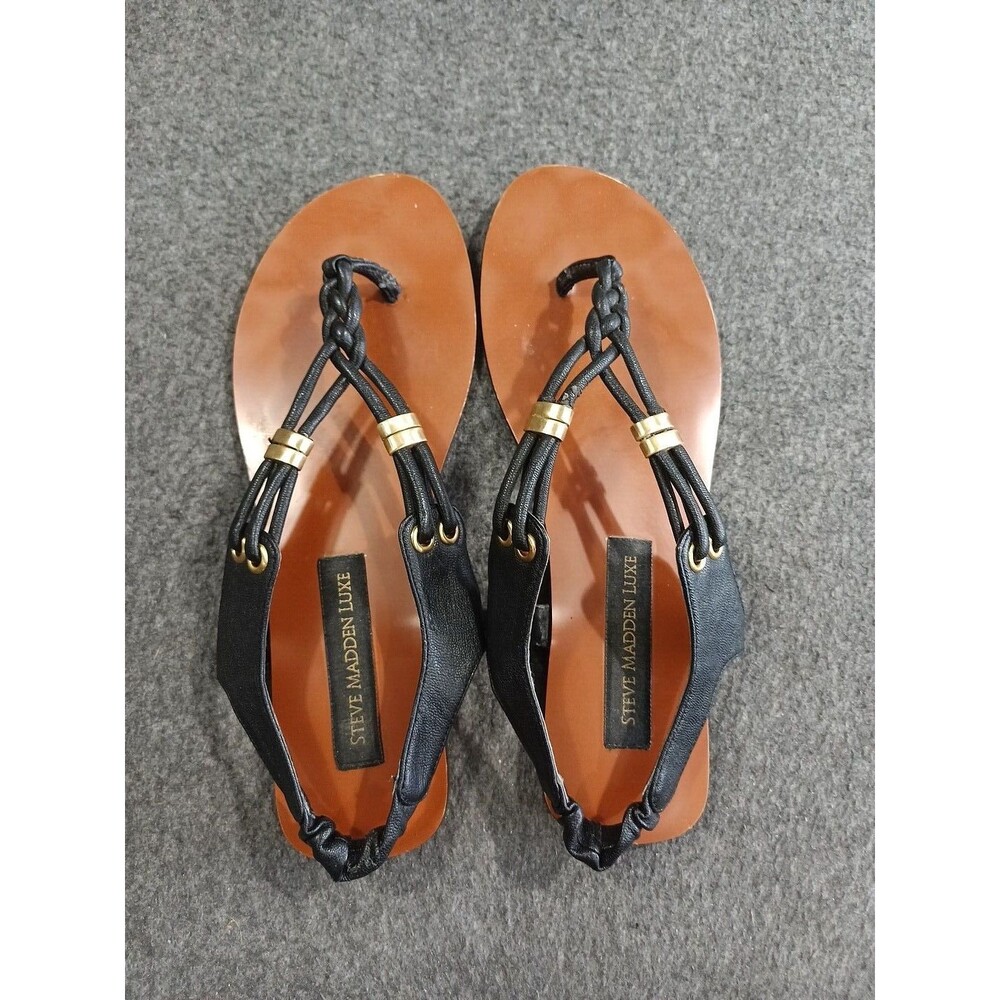 Steve Madden Luxe Women’s Sandals Black Leather Size US 7.5 Braided - Picture 11 of 11